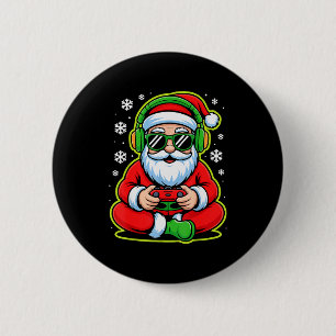 Christmas Gamer Boys Kids Santa Play Video Game  6 Cm Round Badge