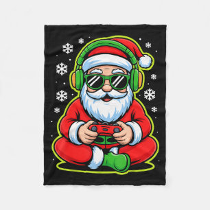 Christmas Gamer Boys Kids Santa Play Video Game Fleece Blanket