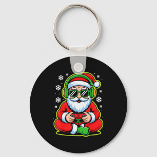 Christmas Gamer Boys Kids Santa Play Video Game  Key Ring