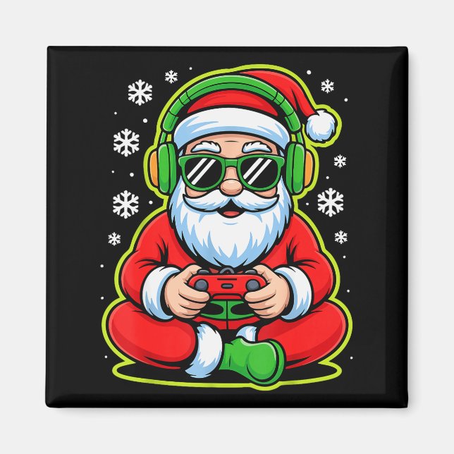 Christmas Gamer Boys Kids Santa Play Video Game  Magnet (Front)