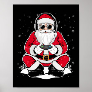 Christmas Gamer Boys Teen Video Game Santa Xmas Poster