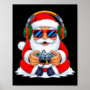 Christmas Gamer Boys Video Game Funny Santa Xmas S Poster