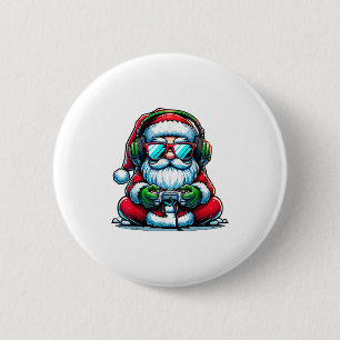 Christmas Gamer Boys Video Game Santa Xmas _1 6 Cm Round Badge