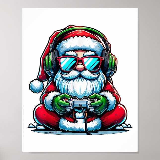 Christmas Gamer Boys Video Game Santa Xmas _1  Poster (Front)