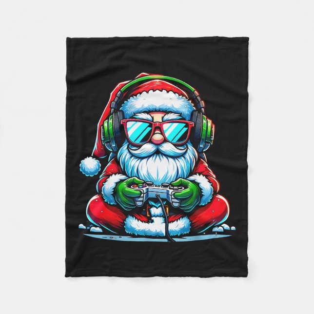 Christmas Gamer Boys Video Game Santa Xmas  Fleece Blanket (Front)