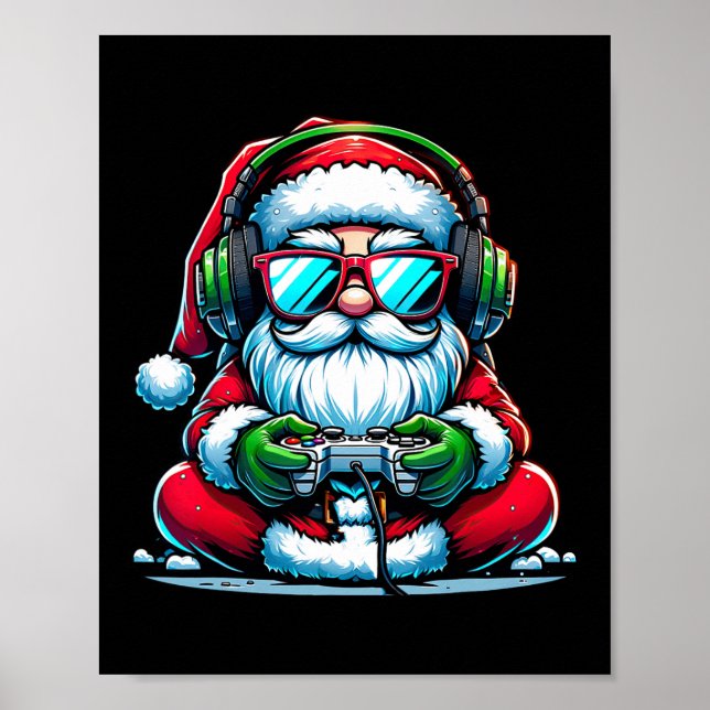 Christmas Gamer Boys Video Game Santa Xmas  Poster (Front)