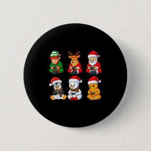 Christmas Gamer Boys Video Games Santa Elf Reindee 6 Cm Round Badge