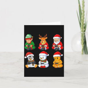 Christmas Gamer Boys Video Games Santa Elf Reindee Card