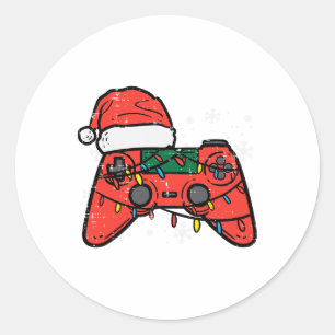 Christmas Gamer Controller Xmas Boys Kids Youth Me Classic Round Sticker