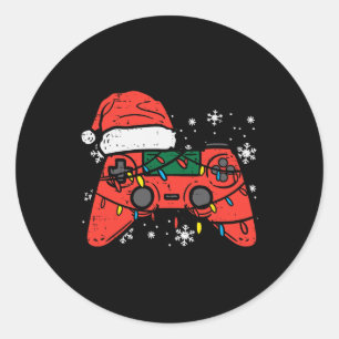 Christmas Gamer Controller Xmas Boys Kids Youth Me Classic Round Sticker