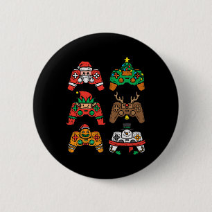 Christmas Gamer Controller Xmas Gaming Men Boys Ki 6 Cm Round Badge