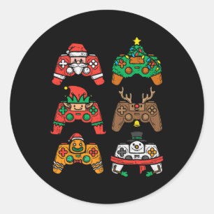 Christmas Gamer Controller Xmas Gaming Men Boys Ki Classic Round Sticker