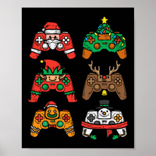 Christmas Gamer Controller Xmas Gaming Men Boys Ki Poster