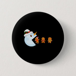 Christmas Gamer Funny Video Game Snowman Eat Ginge 6 Cm Round Badge