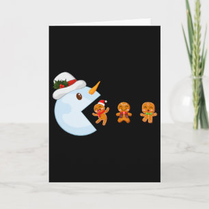 Christmas Gamer Funny Video Game Snowman Eat Ginge Card