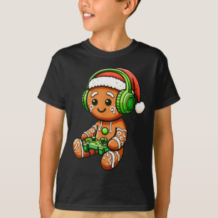 Christmas Gamer Gingerbread Santa Hat Xmas Gaming T-Shirt