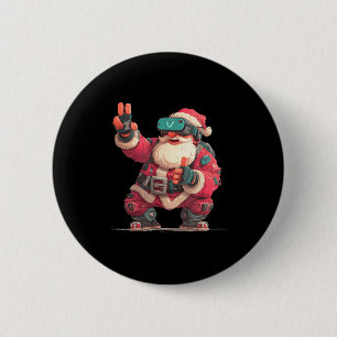 Christmas Gamer Look With This Cool Vr Santa Claus 6 Cm Round Badge