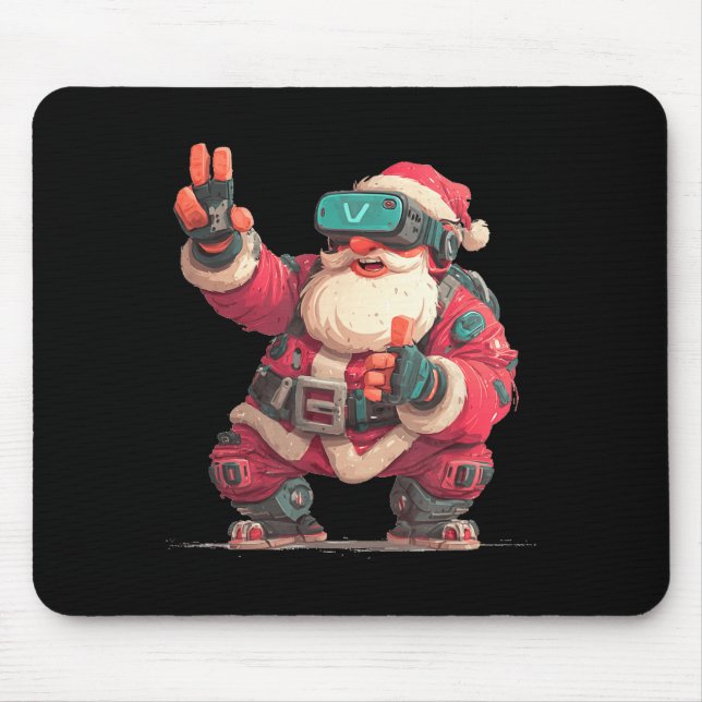 Christmas Gamer Look With This Cool Vr Santa Claus Mouse Pad (Front)