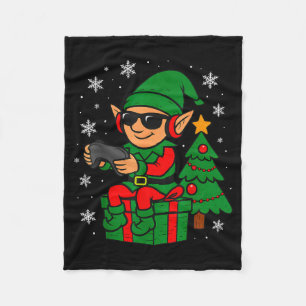 Christmas Gamer Retro Elf Funny Xmas Gaming Boys K Fleece Blanket