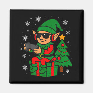 Christmas Gamer Retro Elf Funny Xmas Gaming Boys K Magnet
