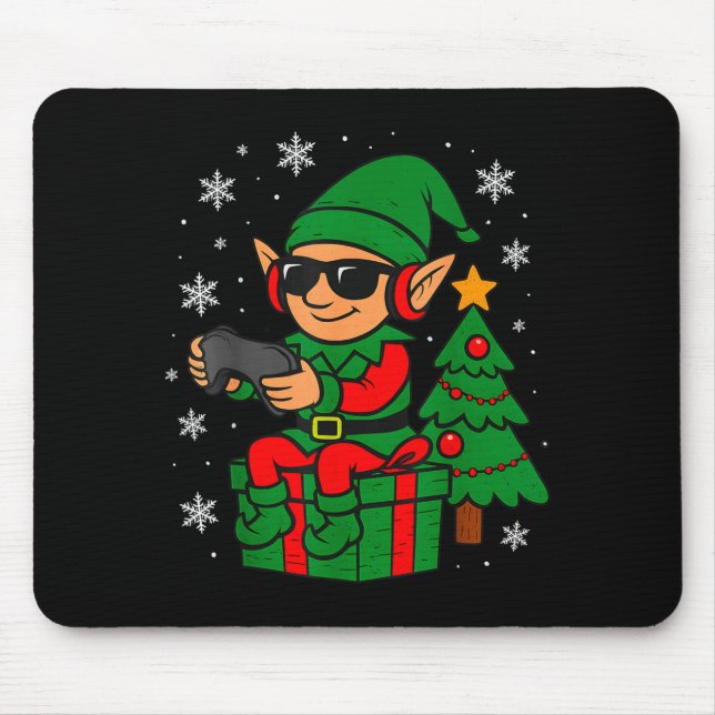 Christmas Gamer Retro Elf Funny Xmas Gaming Boys K Mouse Pad (Front)