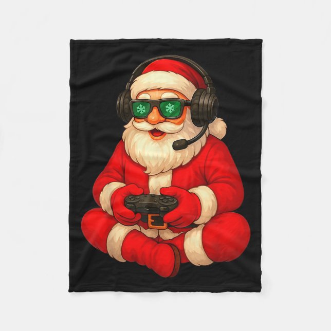 Christmas Gamer Santa Video Game Gaming Boys Men K Fleece Blanket (Front)