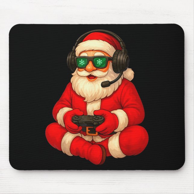 Christmas Gamer Santa Video Game Gaming Boys Men K Mouse Pad (Front)