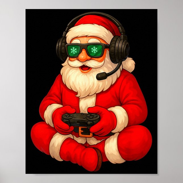Christmas Gamer Santa Video Game Gaming Boys Men K Poster (Front)