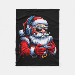 Christmas Gamer Santa Xmas Gaming Men Boys Kids Te Fleece Blanket