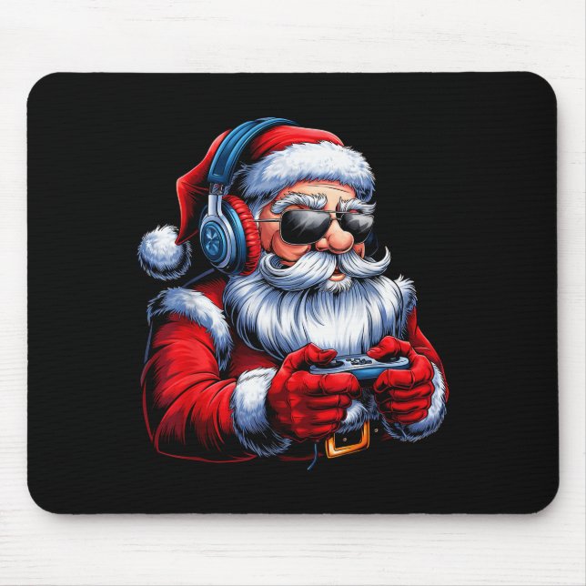 Christmas Gamer Santa Xmas Gaming Men Boys Kids Te Mouse Pad (Front)