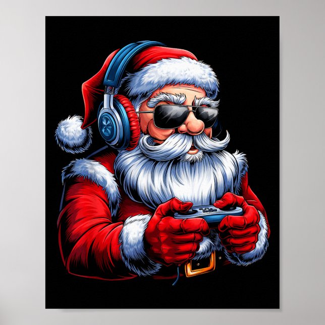 Christmas Gamer Santa Xmas Gaming Men Boys Kids Te Poster (Front)
