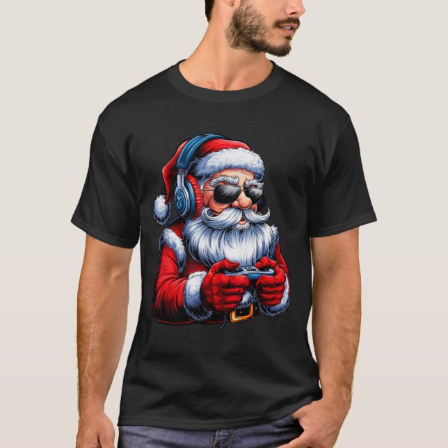 Christmas Gamer Santa Xmas Gaming Men Boys Kids Te T-Shirt (Front)