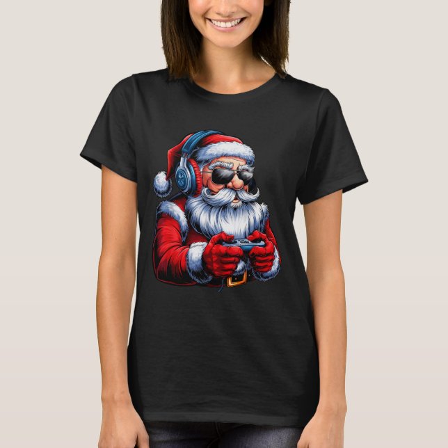 Christmas Gamer Santa Xmas Gaming Men Boys Kids Te T-Shirt (Front)