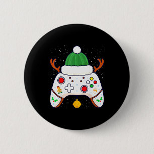 Christmas Gamer Video Game Controller Gamepad  6 Cm Round Badge