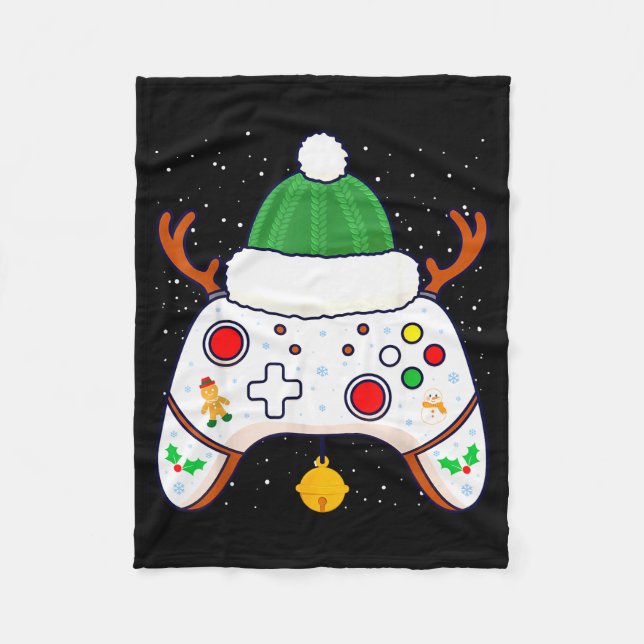 Christmas Gamer Video Game Controller Gamepad  Fleece Blanket (Front)