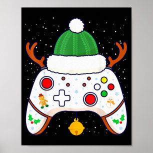 Christmas Gamer Video Game Controller Gamepad Poster