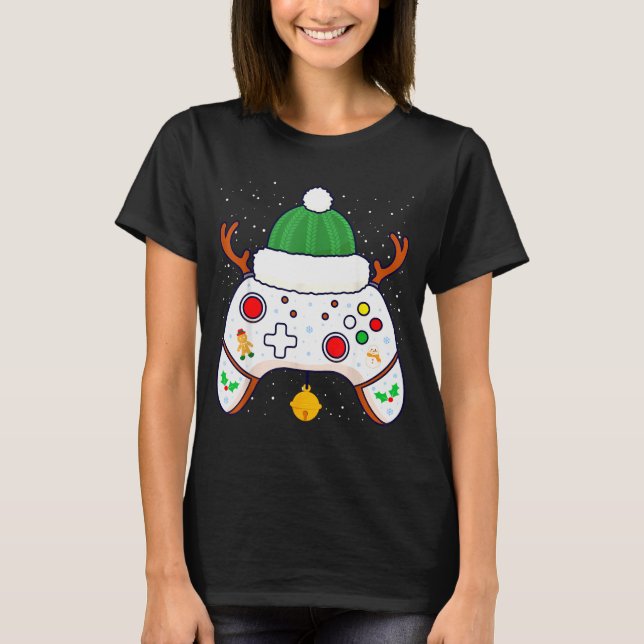 Christmas Gamer Video Game Controller Gamepad  T-Shirt (Front)