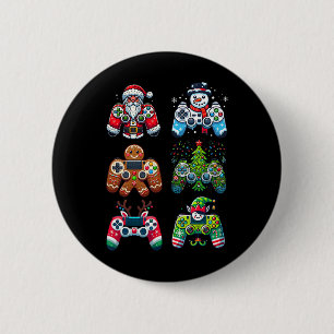 Christmas Gaming Controllers Santa Elf Xmas Christ 6 Cm Round Badge