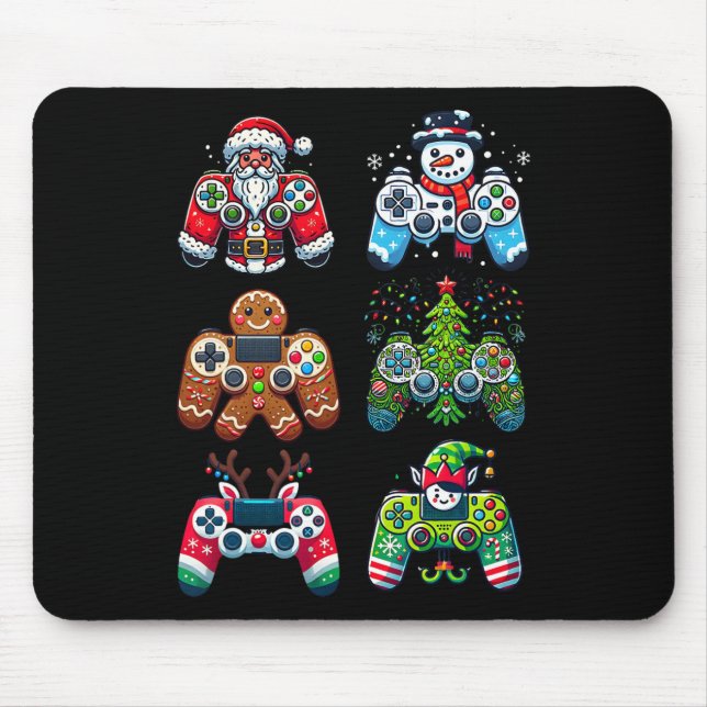 Christmas Gaming Controllers Santa Elf Xmas Christ Mouse Pad (Front)