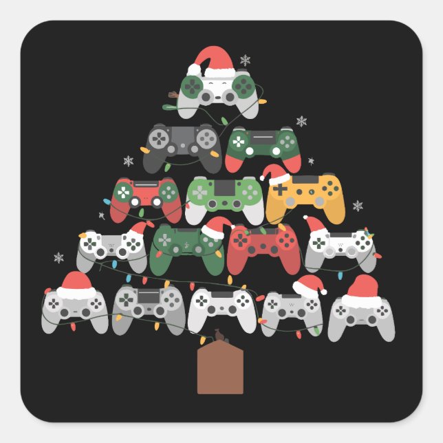 Christmas Gaming Tree Gamers Gamer Xmas Gifts  Square Sticker (Front)
