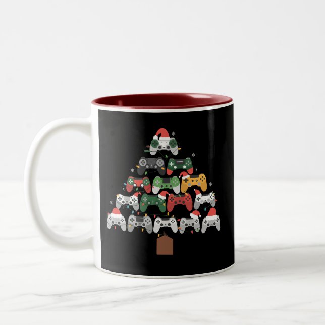 Christmas Gaming Tree Gamers Gamer Xmas Gifts  Two-Tone Coffee Mug (Left)