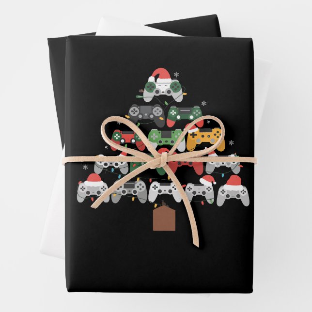 Christmas Gaming Tree Gamers Gamer Xmas Gifts  Wrapping Paper Sheet (In situ)
