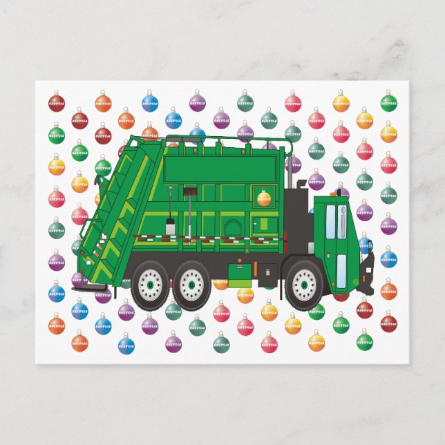 Christmas Garbage Truck December Holiday Postcard (Front)