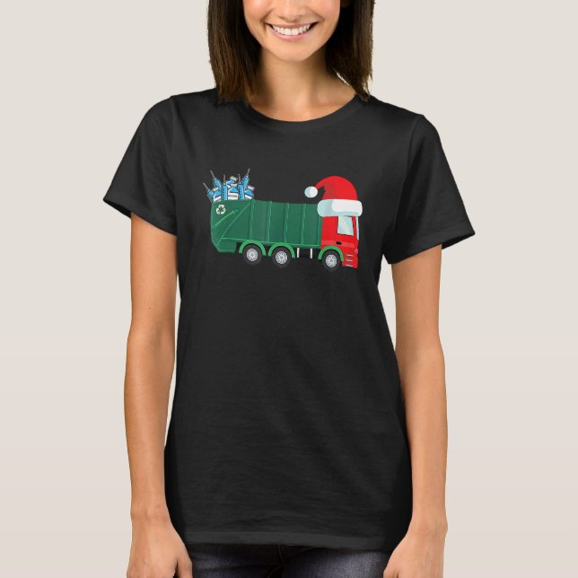 Christmas Garbage Truck Vaccinated For Boys Kids T T-Shirt (Front)