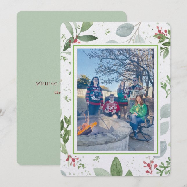 Christmas Garden Family Photo Holiday Card (Front/Back)