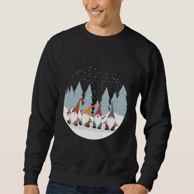 Christmas Garden Gnomies Xmas Santa Claus Gnome Sweatshirt (Front)