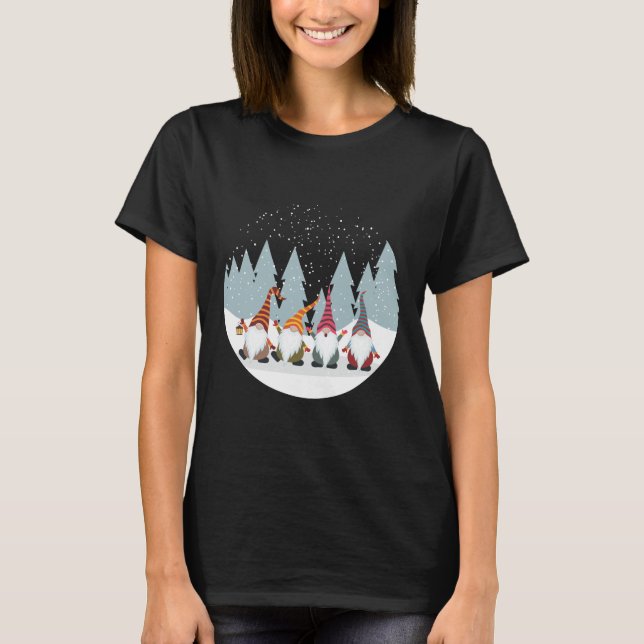 Christmas Garden Gnomies Xmas Santa Claus Gnome T-Shirt (Front)