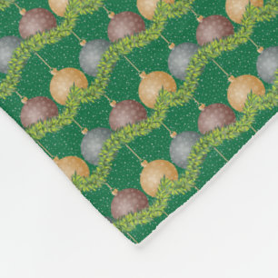 Christmas garland and ornaments holiday pattern fleece blanket