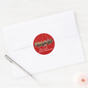 Christmas Garland and Shooting Stars Cherish the Classic Round Sticker