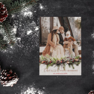 Christmas Garland and Shooting Stars Cherish the Holiday Card